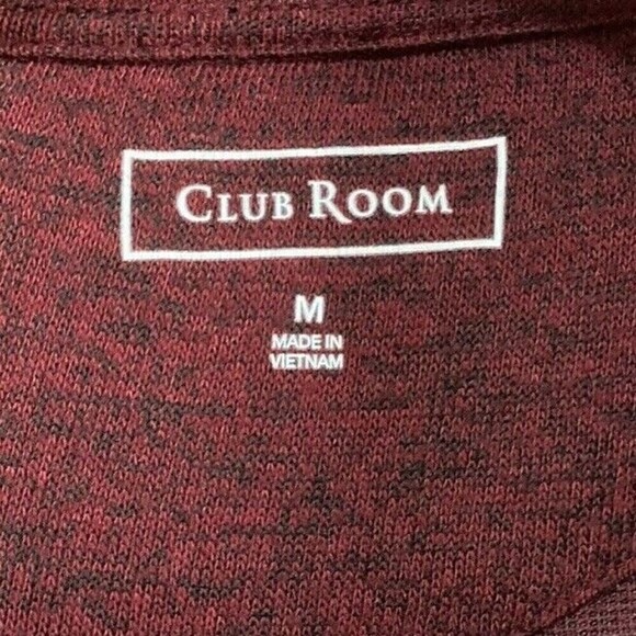Club Room Mens Burgundy 1/4 Zip Sweater Sz M Pullover Stretch Golf Fall Macy's - Picture 2 of 6
